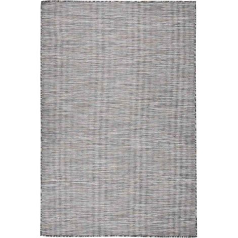 Tapis extérieur à tissage plat Terrasse Salon Cuisine - Tapis de jardin 120x170 cm Marron et noir BV319333 - BonneVie (1/5)