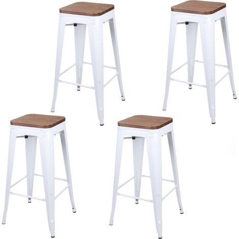 Lot de 4 tabourets de bar en bois et métal design vintage LIV (1/2)