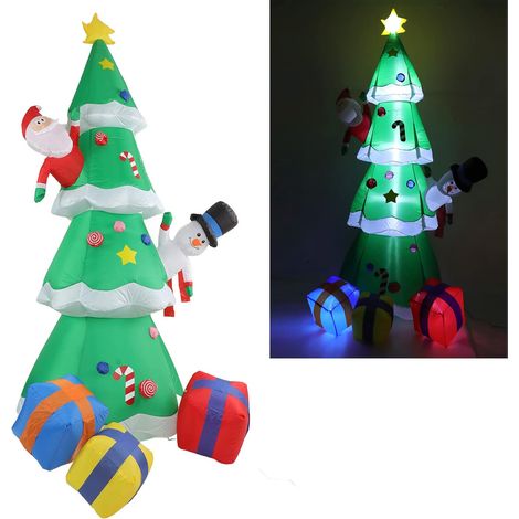 Albero di Natale gonfiabile da 2,5 m con luci a LED, albero di Natale gonfiabile illuminato per la decorazione del cortile, decorazione natalizia per interni ed esterni del giardino (1/5)