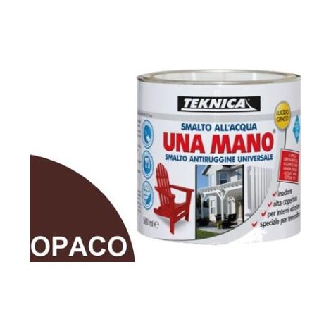 Smalto all'acqua lucido/opaco UNA MANO Antiruggine Univ. certificato A+HACCP - FORMATO: 125 ML - Colore: MARRONE - Finitura: Opaco