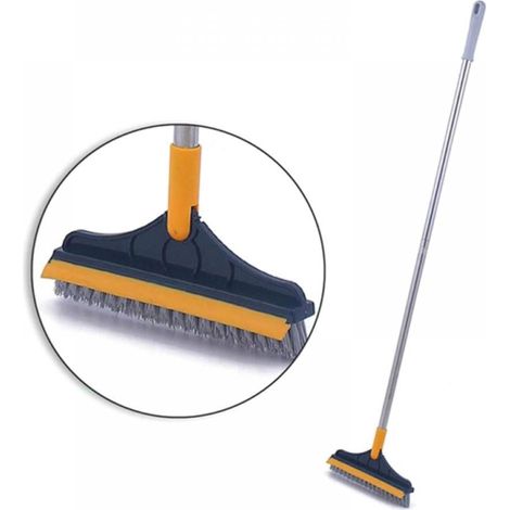 Brosse À Nettoyage Sol - Tête Pivotante 120° - Tête En Forme De V Avec Raclette En Caoutchouc - Manche Réglable 112 Cm - Largeur 23 Cm - 1 Pièce (1/5)