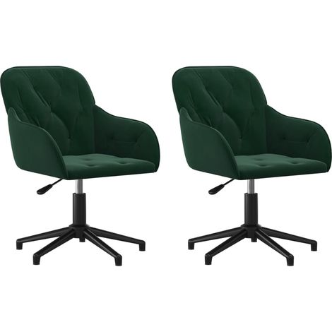 Lot de 2 Chaises pivotantes à manger,Chaise de cuisine Vert foncé Velours CFW17258 (1/5)