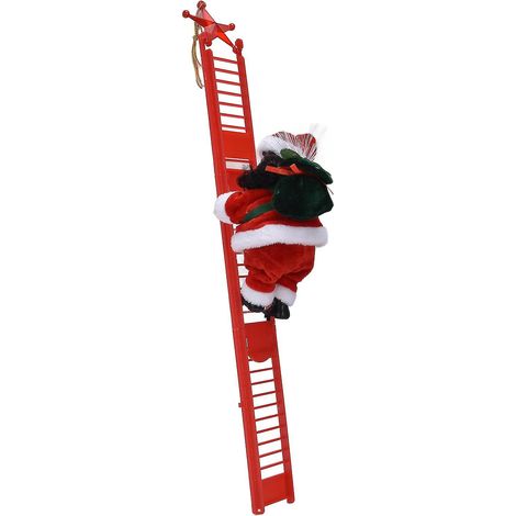 Père Noël électrique noir en jouet - Décoration de sapin de Noël à escalader, ornement de vitrine (1/5)