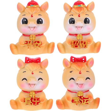 Figurines de Chevaux du Zodiaque en Résine 4pcs pour Décoration Intérieure Résistantes la Décoloration l'usure, Pièce Décorative Élégante Nouvel an (1/5)