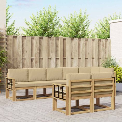 vidaXL Outdoor-Sofagarnitur 8 Stk. Weiß und Beige Polyester (1/5)