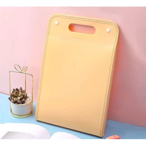 Dossier de classement extensible A4 vertical 40x26,3x3cm, grande capacité 13 compartiments, double boucle, couleur abricot, pour feuilles d'examen, sac portable. (1/5)
