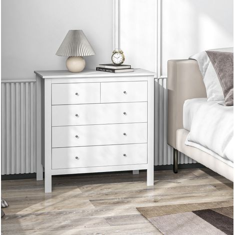 Commode 79x39,5x80,5 cm en panneaux de bois blanche, avec rangement pour intérieur FloraGrace (1/5)