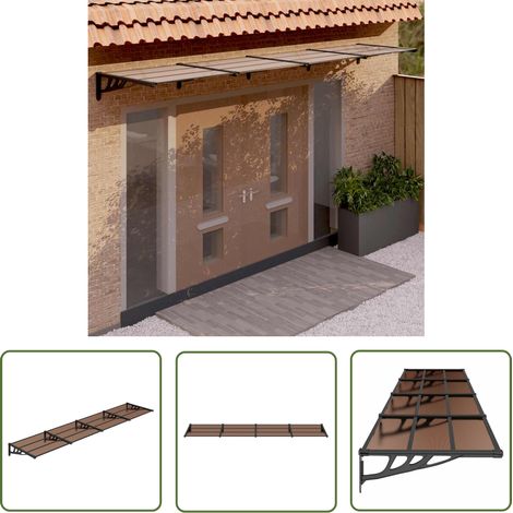The Living Store Auvent de porte Noir 396x90 cm Polycarbonate - Auvent De Porte - Abri Porte - Protection Pluie - Store Extérieur - Couverture Porte