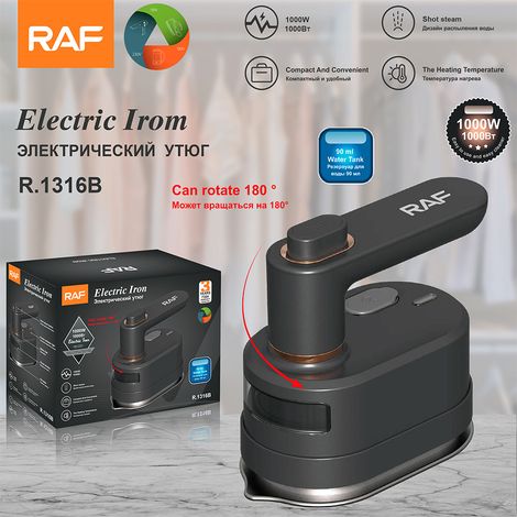 Fer à repasser électrique portable (noir) aux normes européennes, petit format, double usage (sec et humide), mini fer rotatif (1/4)