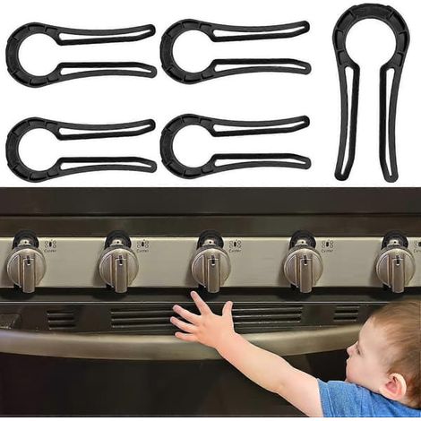 Verrouillage de sécurité enfant pour cuisinière (lot de 5), protection pour cuisinière pour enfants et animaux domestiques (1/4)