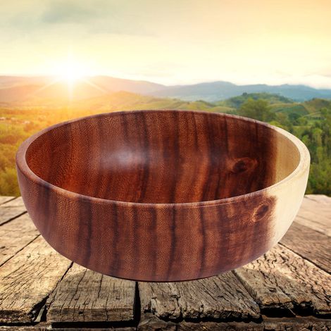 Bol en Bois Écologique 22x7.5cm pour Salade, Fruits et Aliments, Récipient de Service pour Cuisine et Table (1/5)