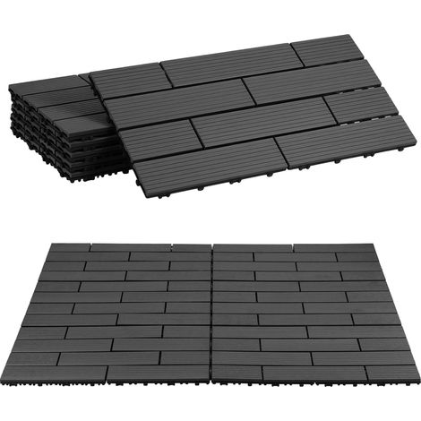 Randaco Baldosas de terraza WPC 30x60 cm 54 piezas 9 m², antracita, encajables (1/5)