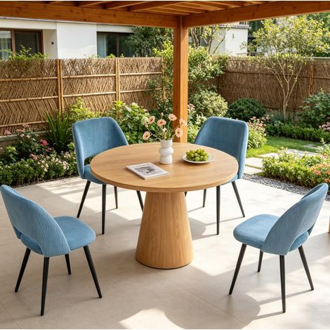 Lote de 4 sillas de comedor 48x45x80,5 cm tela azul y metal – MEUBLIV (1/5)