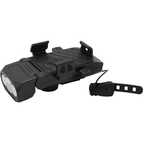 Kit lumineux vélo multifonction 4 en 1 : lampe cycliste, batterie externe, klaxon et support téléphone (1/5)