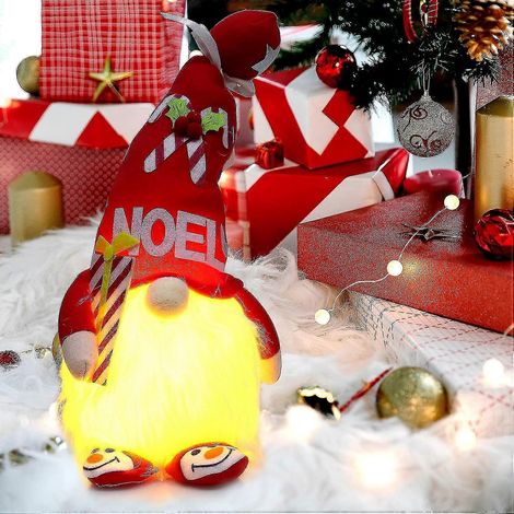 Guirlandes lumineuses de Noël, poupée de Noël artisanale sans visage, poupée gnome décorée pour Noël, poupée Père Noël, poupée elfe d'hiver en peluche (cadeau). (1/5)