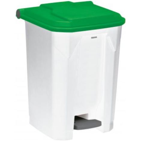 Poubelle à pédale Utilo - 50l - blanc / vert (1/3)
