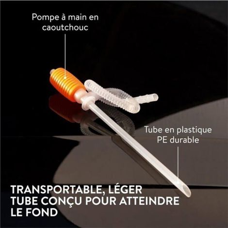 1 Pompe à siphon manuelle, tuyau transfert essence gasoil eau, résistante produits chimiques, pour tondeuse atelier (1/4)