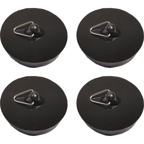 Spülbeckenstöpsel – Universeller PVC-Abflussstöpsel, Durchmesser 42 bis 45,6 mm – Für Küchen-, Badezimmer- und Waschbeckenspülen – 4er-Packung, Schwarz (1/5)
