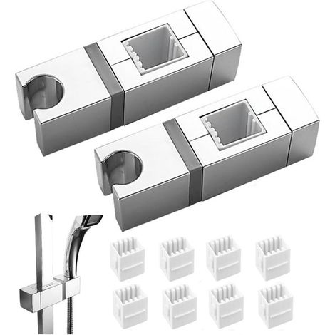 Supporto per soffione doccia, 2 pezzi, regolabile a 360°, supporto per doccetta, staffa per doccetta per aste doccia rettangolari, con 4 diverse misure di Monti (1/5)