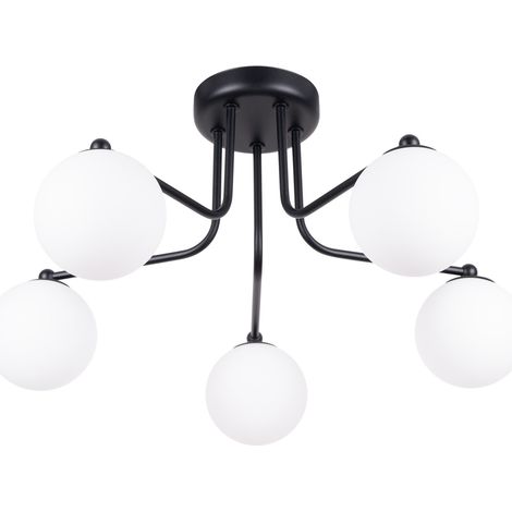 Lampada da soffitto moderna in vetro nero con sfere bianche per soggiorno 5xG9 8W ASTRAL Sollux Lighting (1/5)