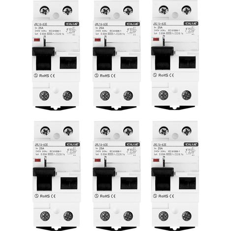 Lot de 6 Interrupteur Différentiel CILIA 1P+N 30mA Type AC Protection des Personnes, 2 Modules Pour Tableau Électrique 25A