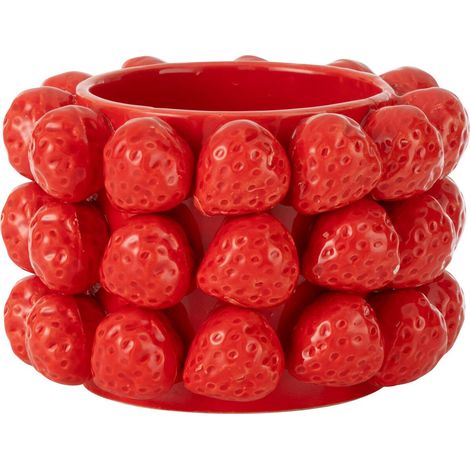 Cache-Pot en Céramique "Fraise" 15cm Rouge