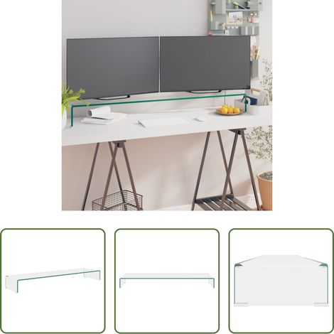 Étagère en verre -  Meuble TV/pour moniteur 120x30x13 cm verre transparent (1/5)