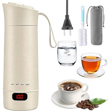 Petite bouilloire électrique de voyage 400 ml Petite bouilloire portable 4 en 1 avec 4 réglages de température, petite bouilloire pour café, lait, thé (1/5)