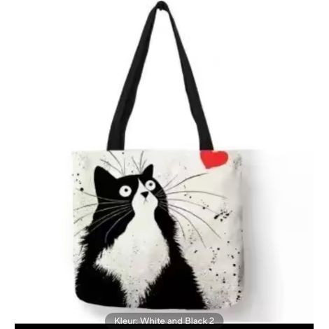 Sac de courses en toile à motif chat – Impression numérique HD – Sac en lin écologique – Réutilisable et portable – Pour un usage quotidien