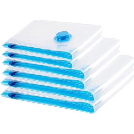 Sac Sous Vide Vetement Aspirateur 6PCS,Compression Housse Aspirable Rangement Réutilisable pour Literie, Vêtements, Couettes, Matelas,et Voyages (1/5)