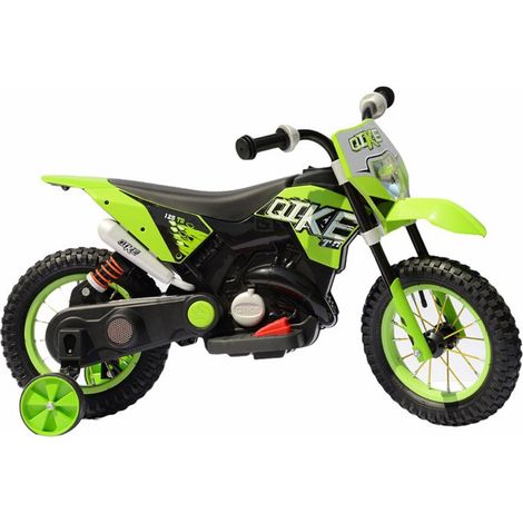 MOTO ELETTRICA PER BAMBINI MOTOCICLETTA 2 POSTI CON USB MP3 LED SOSPENSIONI E RUOTE IN GOMMA AD ARIA VERDE
