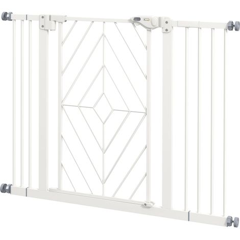 Barrière de sécurité pour porte, barrière d'escalier, barrière pour chien, 100 cm x 4 cm x 76 cm, blanche