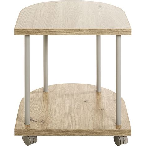Table de desserte en bois coloris chêne clair et métal coloris gris -longueur 40 x profondeur 40 x hauteur 45 cm (1/4)