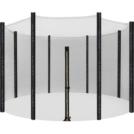 Safety net for 12ft trampoline – Height 160cm – 8 poles – Dense 120g/m² PE mesh – Easy installation with zippers (1/5)