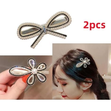 Hair Clip - Rhinestone Flower - Butterfly - Non-Slip - For Women - 6 cm (1/4)