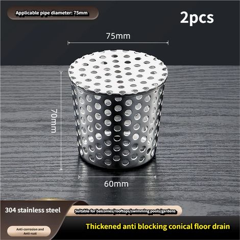 Filtre à flux descendant 75mm, bouchon d'étanchéité, couvercle de ventilation, bouchon de tuyau d'échappement conique en acier inoxydable (1/5)