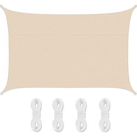 Voile d'ombrage rectangulaire imperméable, anti-UV 90%, polyester Oxford, jardin, avec cordes (1/5)