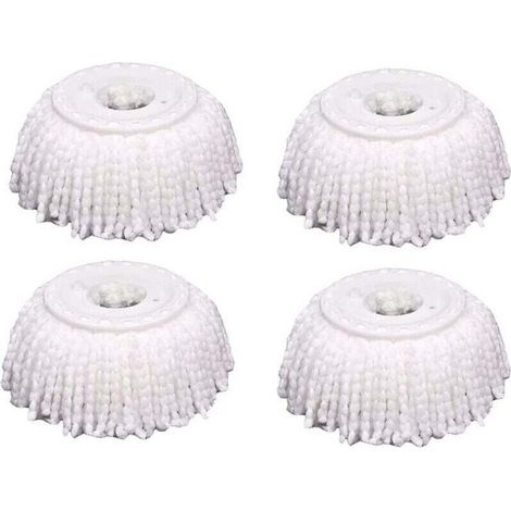 Lot de 4 têtes de rechange en microfibre pour balai rotatif, compatibles avec les balais rotatifs Magic Mopping. Têtes de rechange universelles en microfibre pour un nettoyage à 360°, rondes et de tai (1/4)