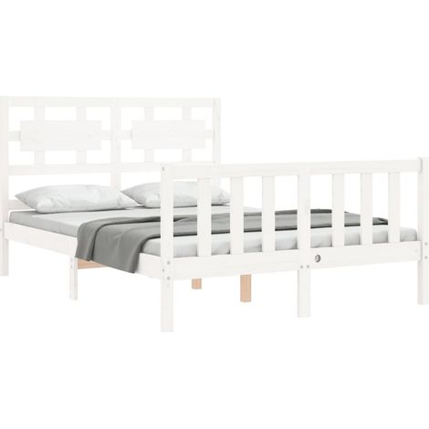 Bed Frame without Mattress White Small Double Solid Wood Pine vidaXL (1/5)