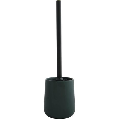WC-Bürste mit Halter – 1 Set – Keramik und Silikon – Hygienische Reinigung – Modernes Badezimmer – Mattdunkelgrün, 10,4 x 38,8 cm (1/3)
