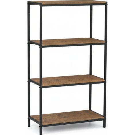 Libreria Industriale 4 Ripiani Scaffale Mobile Legno 60x30x120 cm