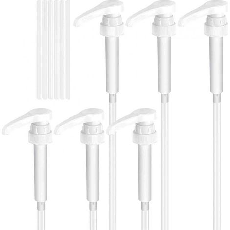 Lot de 6 Distributeur de savon, pompe à pression, pompe de rechange pour savon, shampoing et gel douche, équipée de 6 longs flexibles (1/5)