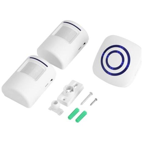 Timbre inalámbrico con detector de movimiento, timbre eléctrico de 38 melodías, alarma de seguridad con transmisor y receptor para casa, oficina, hotel, tienda (2+1 UE) (1/5)
