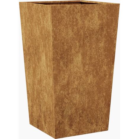Macetero bancal elevado plantas flores terraza jardín 45 x 45 x 75 cm acero corten Marrón 020037610 (1/5)