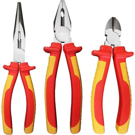 Zangenset 3-tlg. - Profi Zangen Satz mit Spitzzange, Seitenschneider 160 mm und Kombizange 180 mm lang - Hochwertiges Werkzeug Zangen Set
