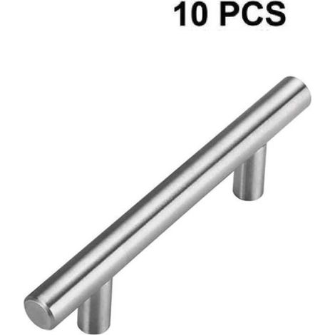 Lot de 10 poignées d'armoires de cuisine, entraxe de 64 mm, poignées d'armoires de cuisine en nickel brossé (1/5)