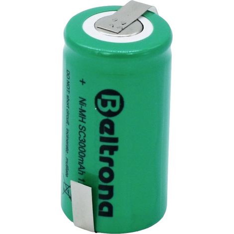 Beltrona SC3000 Batteria ricaricabile speciale Sub-C linguette a saldare a Z NiMH 1.2 V 3000 mAh 1 pz.