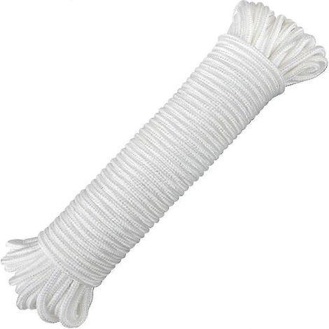 Corde en polypropylène nylon de 90 pieds et de 1/4 pouce (7 mm) compatible avec les poteaux, le camping, la corde multi-usages pour attacher, tirer, se balancer, escalader, faire des nœuds, etc. (1/5)