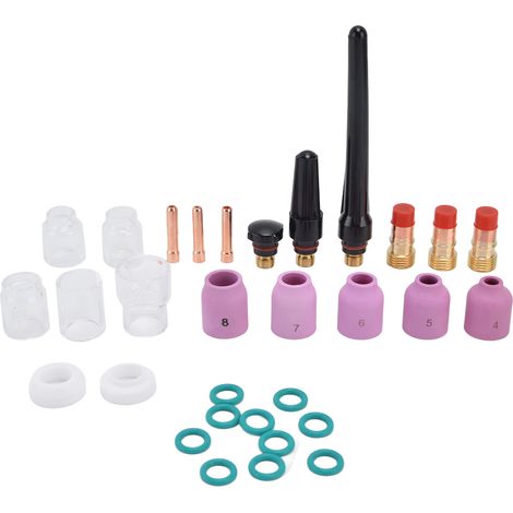 Kit d'accessoires pour torche de soudage TIG (buse, électrode, mandrin, verre, joint, couvercle arrière), compatible avec les modèles WP-17 / WP-18 / WP-26 (1/5)
