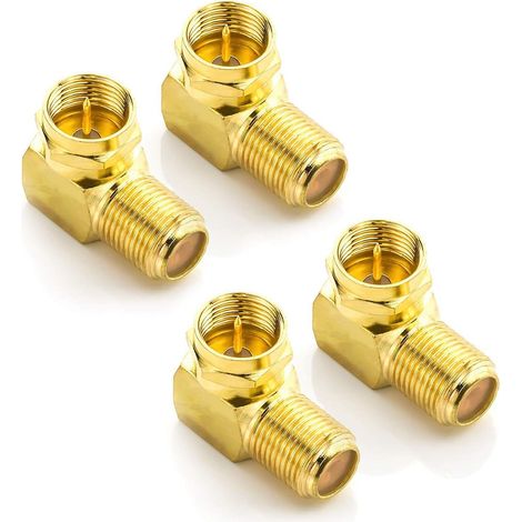 Adaptateur Angle 90 Degres - F Femelle vers F Mâle - Pour Câble Coaxial 7 mm - Compatible SAT DVB-T UKW MW - 4 Pièces (1/5)